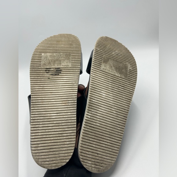 Melissa Cosmic Tortoise Shell Black Slides Size 9 Two Strap Sandals - Picture 5 of 6